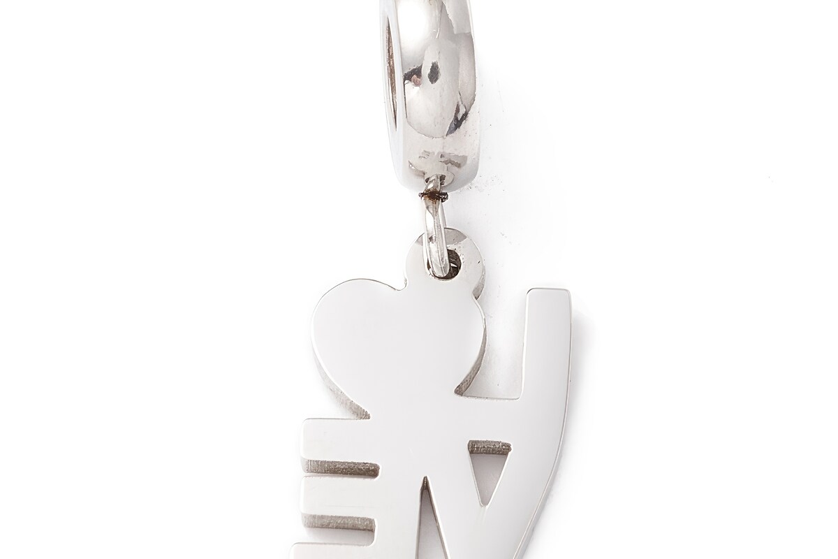 Charm emailat pentru bratara, otel inoxidabil 304, LOVE curcubeu, lungime 24mm