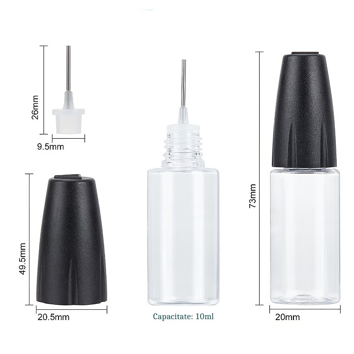 Recipient din plastic pentru lipici, varf pentru aplicat cu precizie, capacitate 10ml