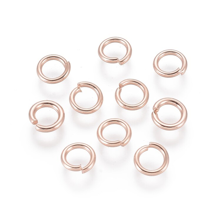 Zale otel inoxidabil 304 rose gold, 6mm (grosime 1mm) (20 buc.)