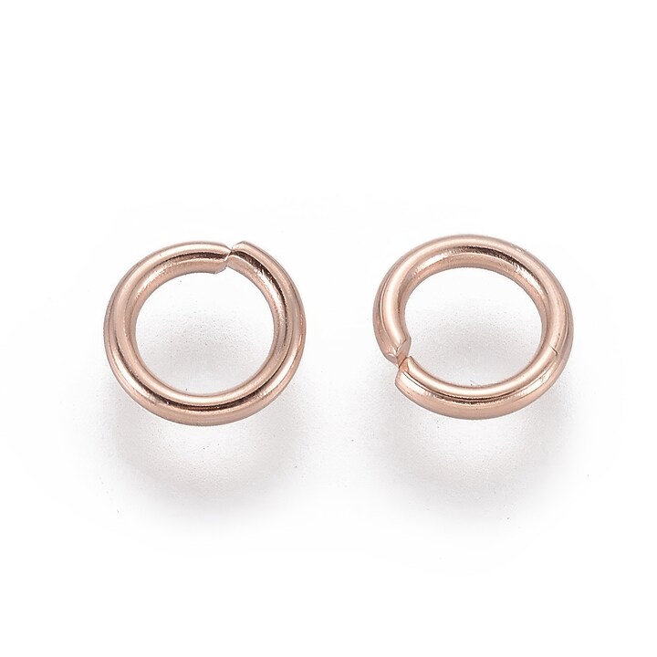 Zale otel inoxidabil 304 rose gold, 6mm (grosime 1mm) (20 buc.)