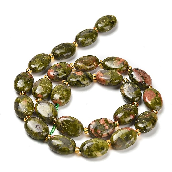 Margele unakite oval 13,5-14x10-4,5-5mm (sirag)