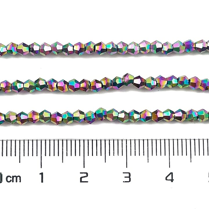 Margele cristal biconic 3mm (sirag) - placat curcubeu metalic