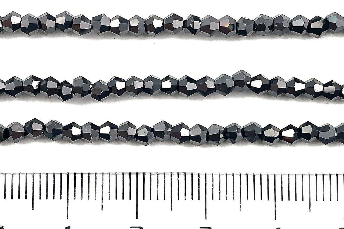 Margele cristal biconic 3mm (sirag) - placat gunmetal metalic