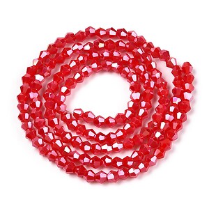 Margele cristal biconic 3mm (sirag) - pearl luster rosu opac