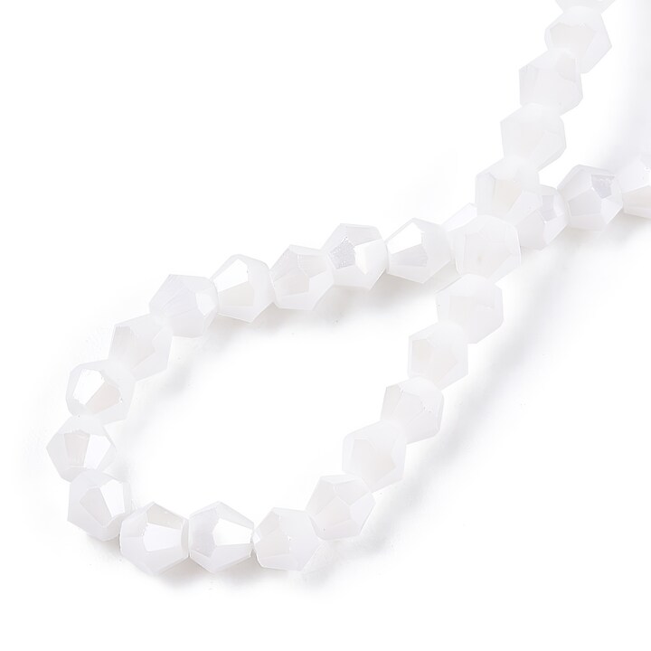 Margele cristal biconic 3mm (sirag) - pearl luster alb zapada opac