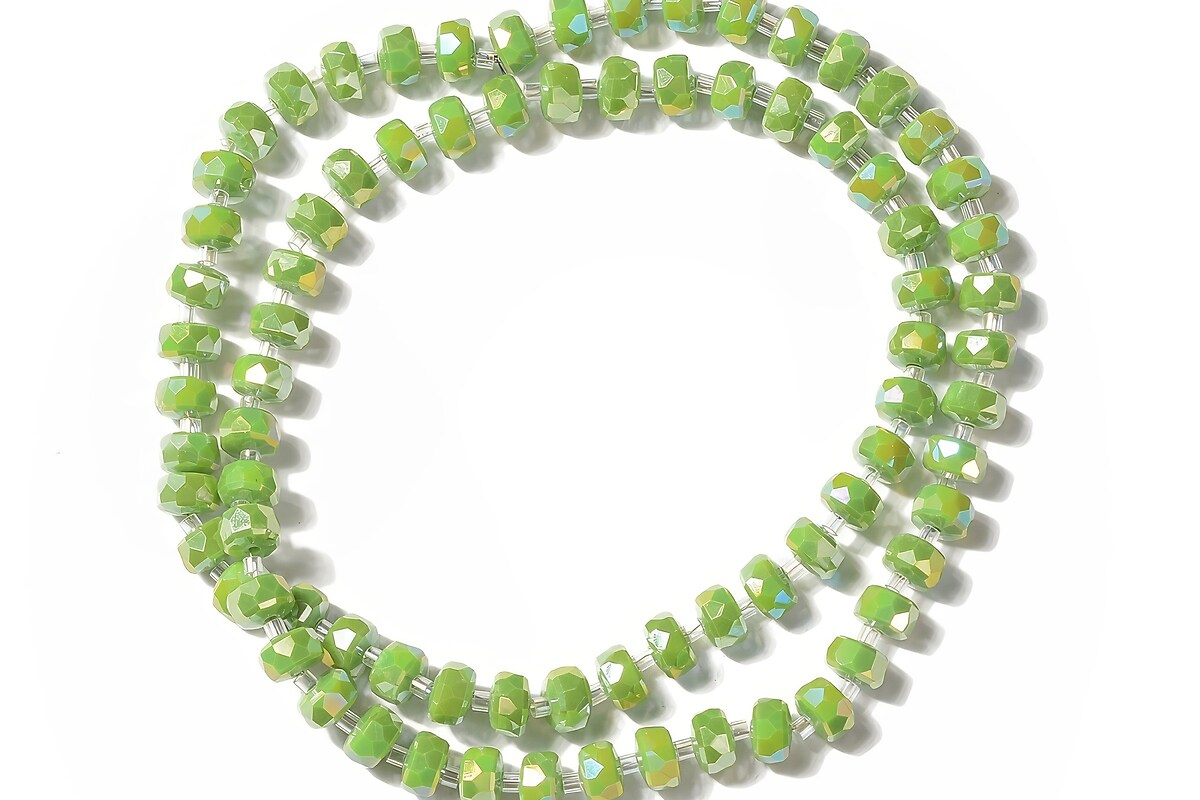 Margele de sticla fatetate rondele de cristal 5x8mm (sirag) - verde lime luster