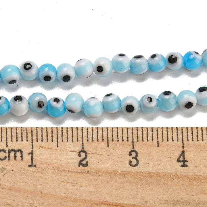 Sirag margele de sticla lampwork evil eye 4mm - bleu