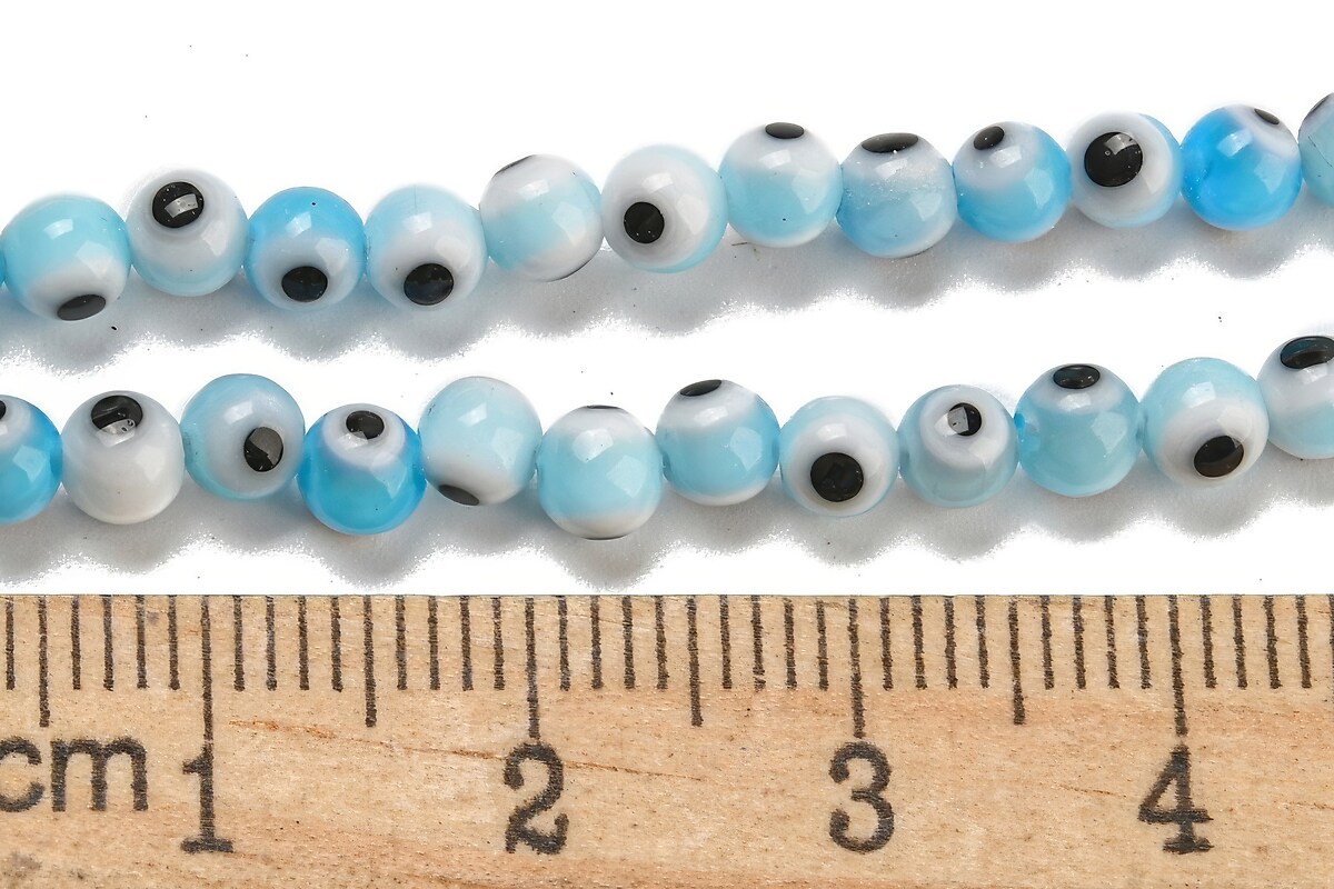 Sirag margele de sticla lampwork evil eye 4mm - bleu