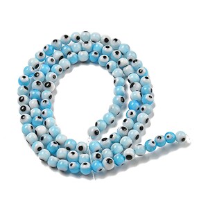 Sirag margele de sticla lampwork evil eye 4mm - bleu