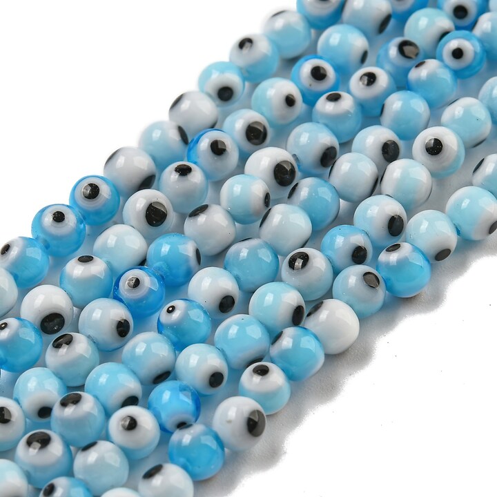 Sirag margele de sticla lampwork evil eye 4mm - bleu