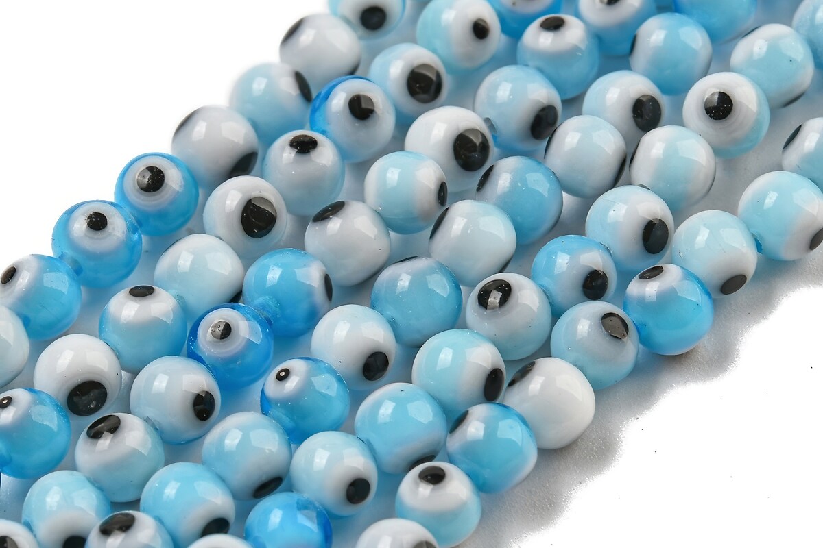 Sirag margele de sticla lampwork evil eye 4mm - bleu