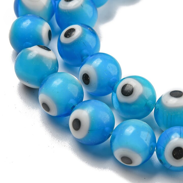 Sirag margele de sticla lampwork evil eye 8mm - albastru