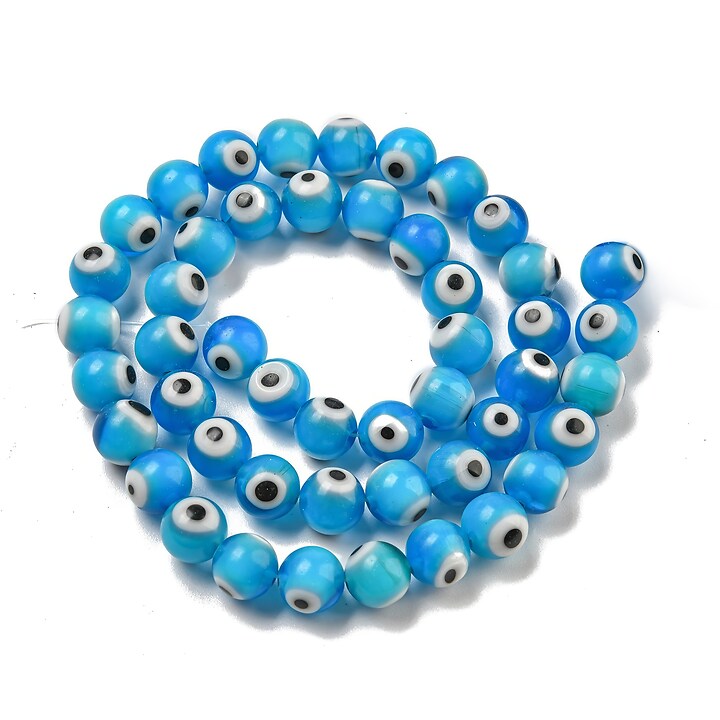 Sirag margele de sticla lampwork evil eye 8mm - albastru