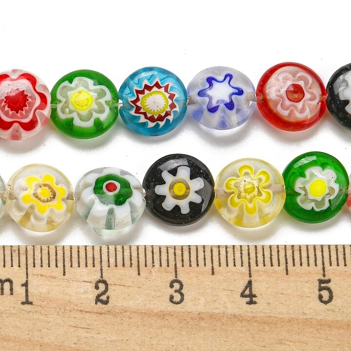 Sirag margele de sticla lampwork Millefiori banuti 10mm - multicolor