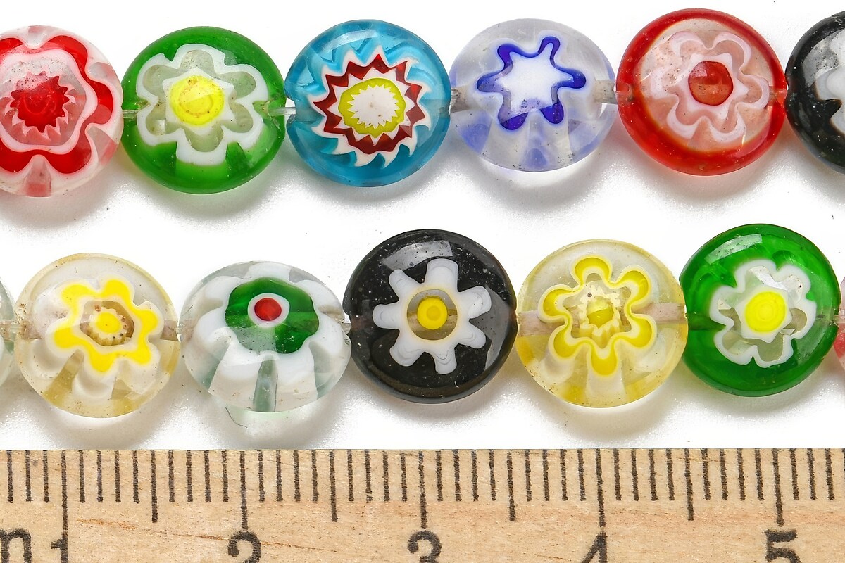 Sirag margele de sticla lampwork Millefiori banuti 10mm - multicolor