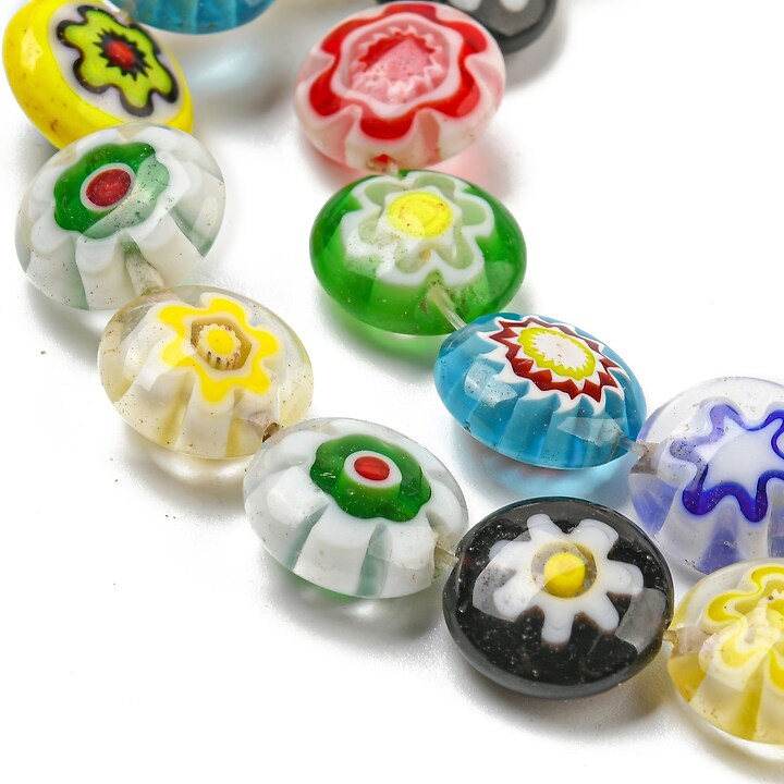 Sirag margele de sticla lampwork Millefiori banuti 10mm - multicolor