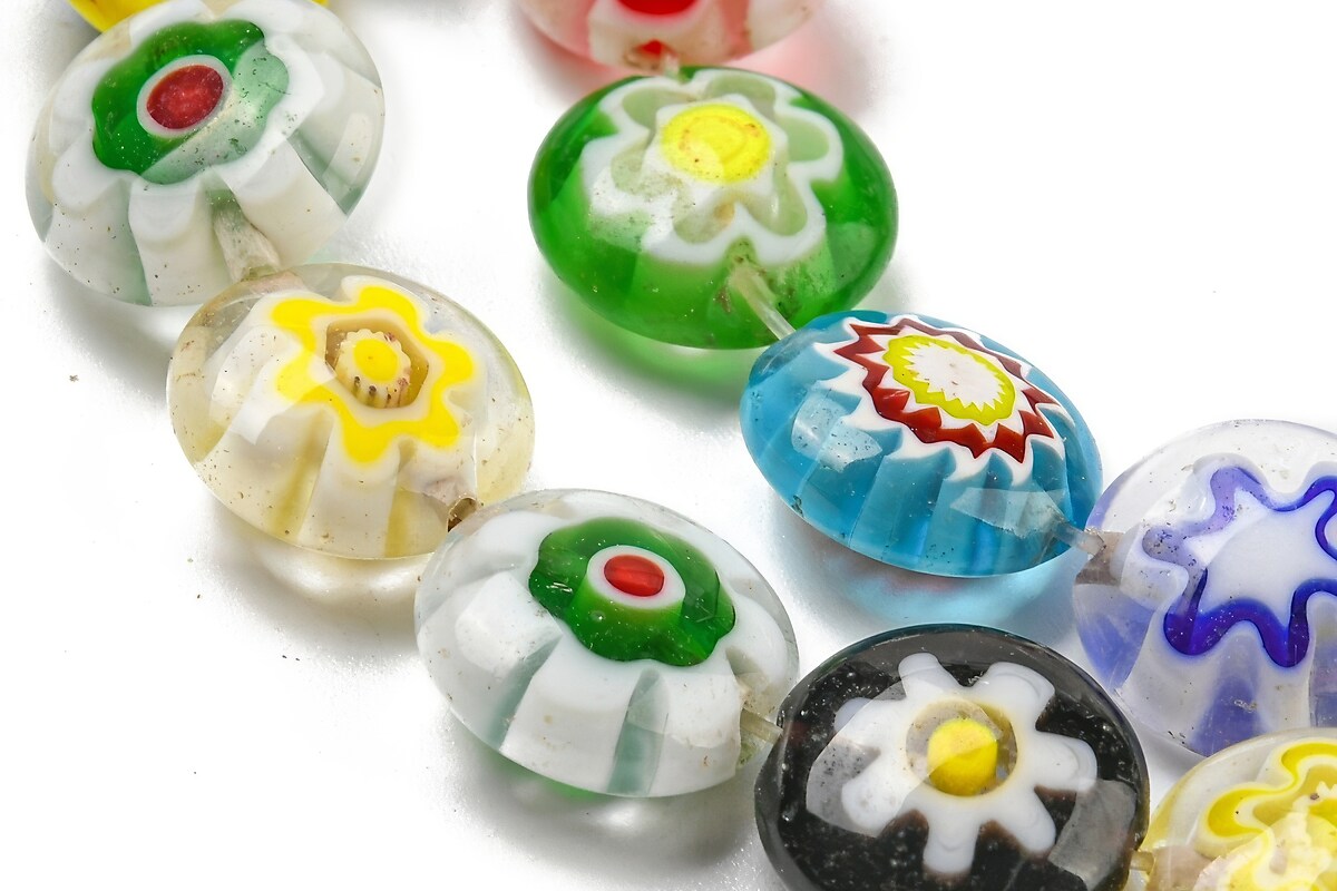 Sirag margele de sticla lampwork Millefiori banuti 10mm - multicolor