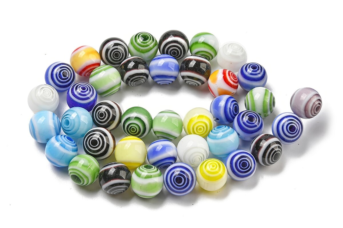 Sirag margele de sticla lampwork sfere 10,5mm - multicolor