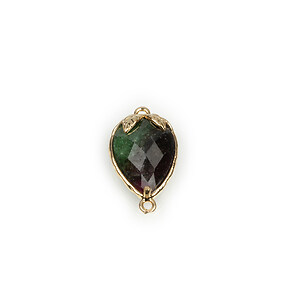 Pandantiv link auriu capsuna cu cabochon Ruby in Zoisite 20x11,5x5mm