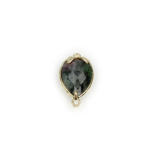 Pandantiv link auriu capsuna cu cabochon Ruby in Zoisite 20x11,5x5mm