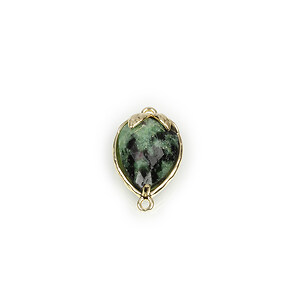 Pandantiv link auriu capsuna cu cabochon Ruby in Zoisite 20x11,5x5mm