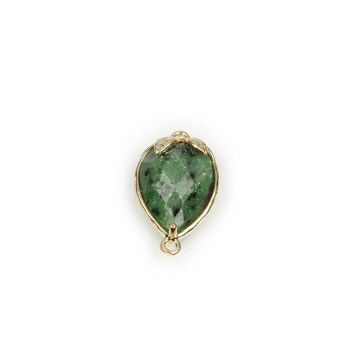 Pandantiv link auriu capsuna cu cabochon Ruby in Zoisite 20x11,5x5mm