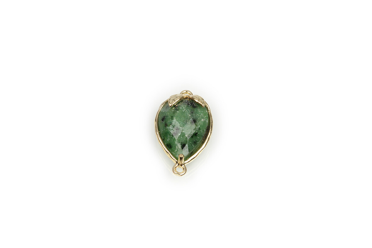 Pandantiv link auriu capsuna cu cabochon Ruby in Zoisite 20x11,5x5mm