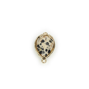 Pandantiv link auriu capsuna cu cabochon jasp dalmatian 20x11,5x5mm