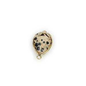 Pandantiv link auriu capsuna cu cabochon jasp dalmatian 20x11,5x5mm