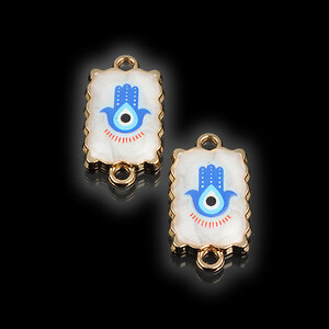 Link auriu cu email mana Hamsa si evil eye 26x12mm