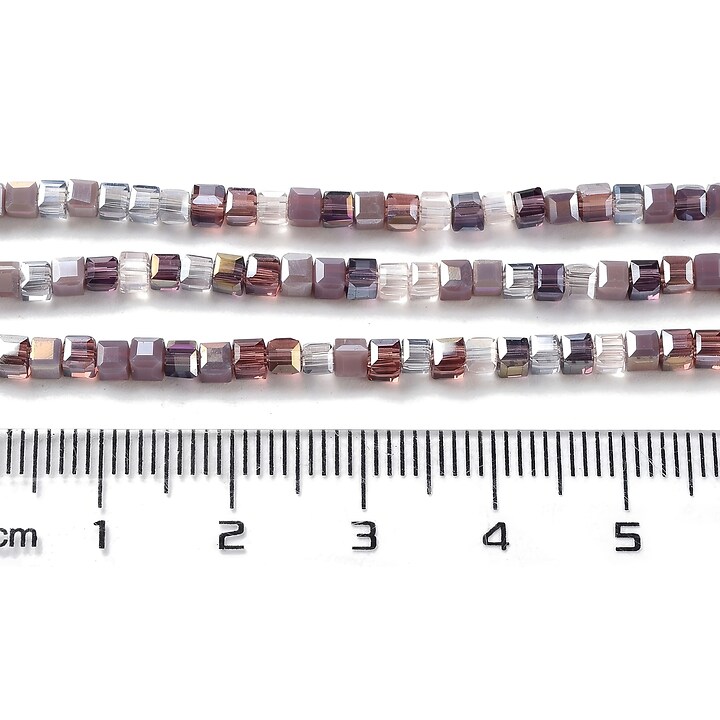 Sirag margele cristal electroplacat, cub fatetat 2,5x2,5mm - gradient gri grena