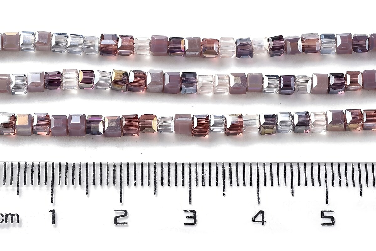 Sirag margele cristal electroplacat, cub fatetat 2,5x2,5mm - gradient gri grena