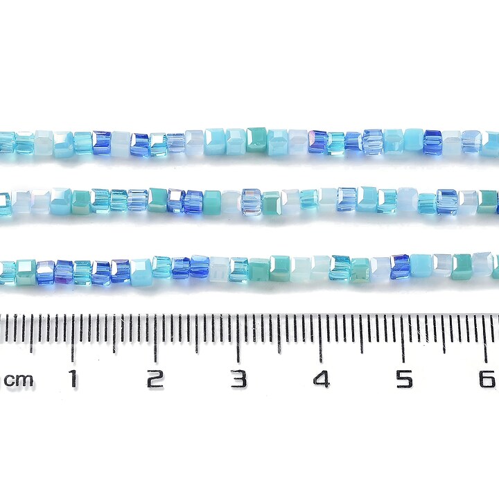 Sirag margele cristal electroplacat, cub fatetat 2,5x2,5mm - gradient albastru bleu