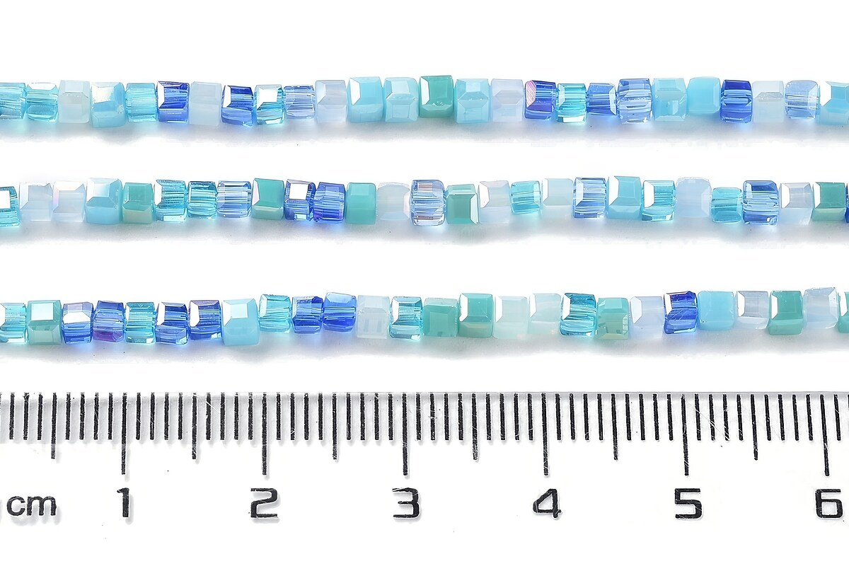 Sirag margele cristal electroplacat, cub fatetat 2,5x2,5mm - gradient albastru bleu