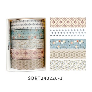 Set 5 role washi tape, banda decorativa de hartie pentru proiecte artistice, jurnale, planner sau scrapbook