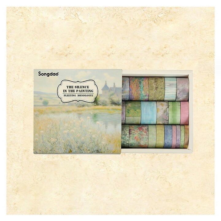 Set 20 role washi tape, banda decorativa de hartie pentru proiecte artistice, jurnale, planner sau scrapbook, tablouri celebre