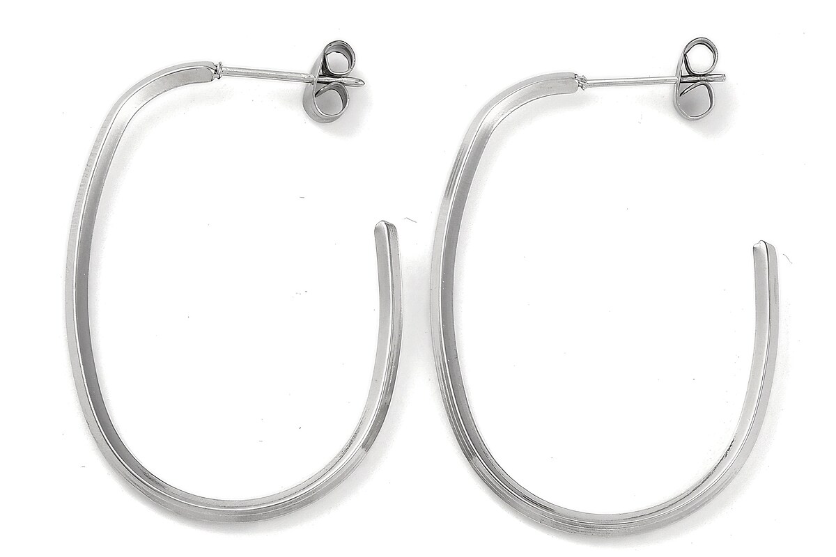 Cercei otel inoxidabil 304, semi hoops 40x27x1,8mm (2 buc.)