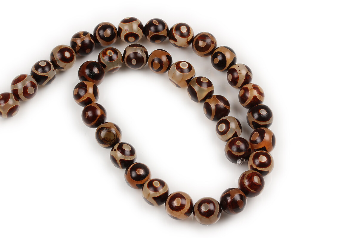 Margele dZi tibetan agate maro inchis sfere 10mm (sirag)