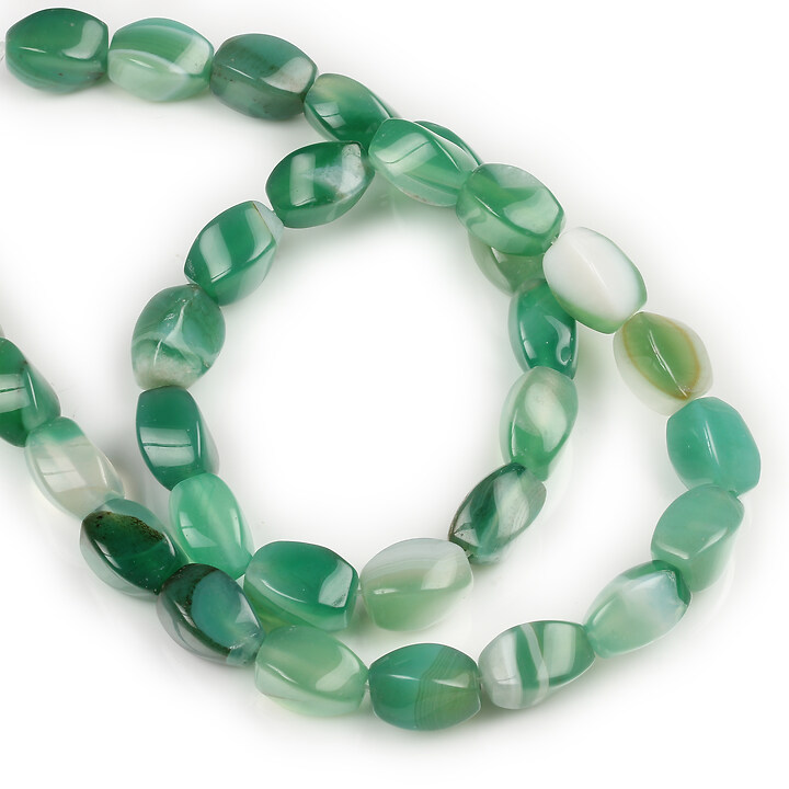 Margele agate twist 12x8mm (sirag) - verde