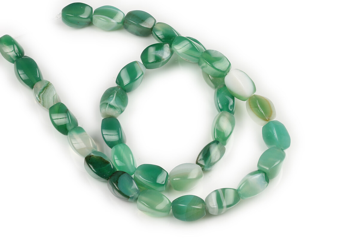 Margele agate twist 12x8mm (sirag) - verde