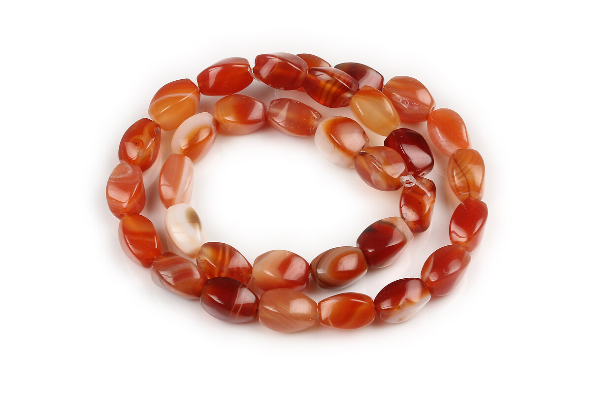 Margele agate twist 12x8mm (sirag) - maro roscat