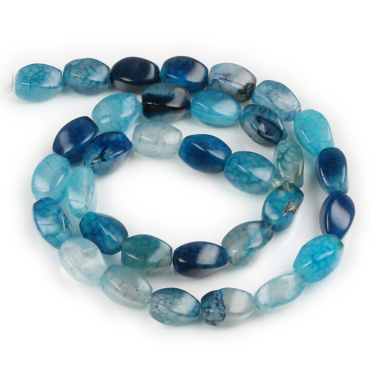 Margele agate Dragon Veins twist 12x8mm (sirag) - albastru