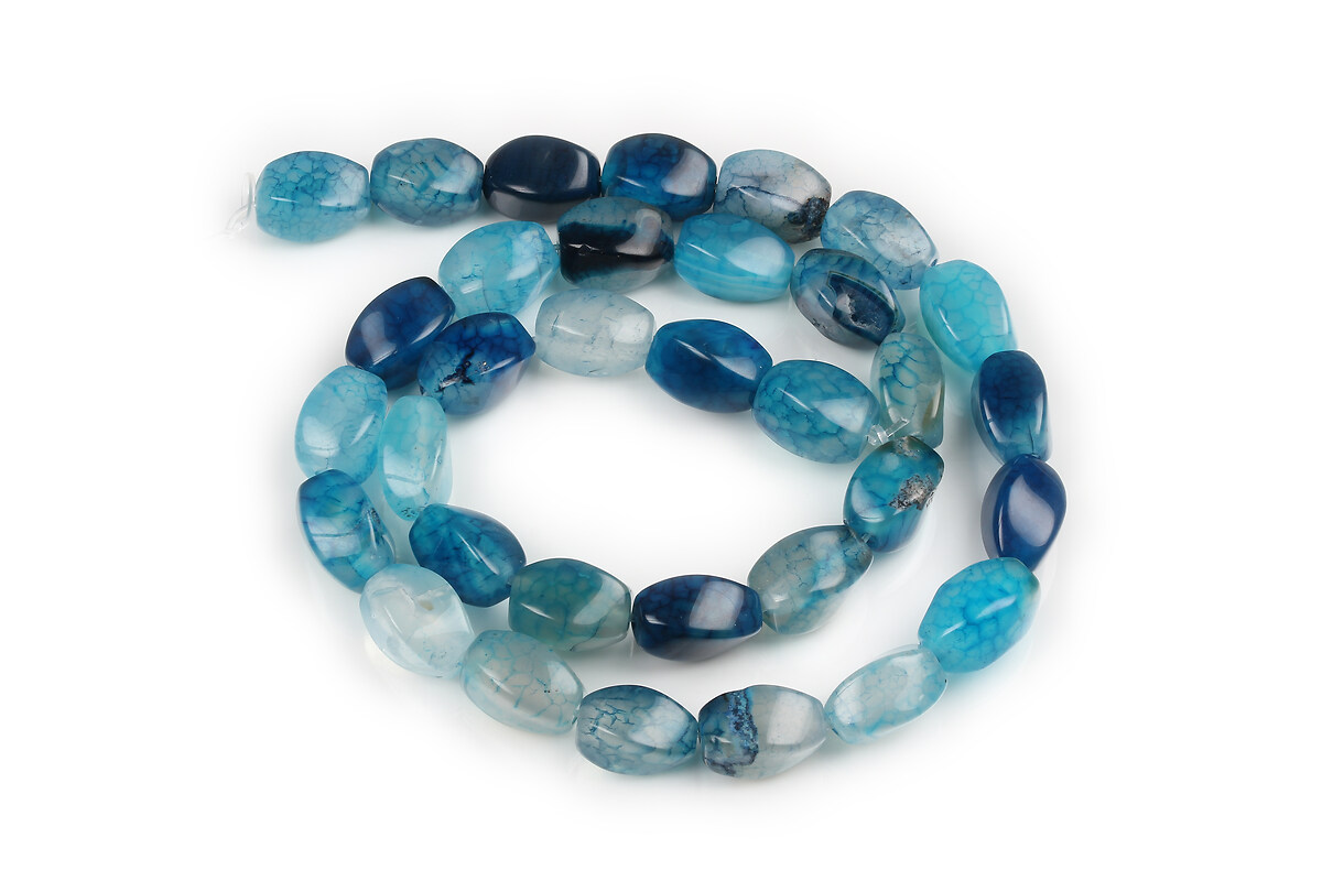 Margele agate Dragon Veins twist 12x8mm (sirag) - albastru