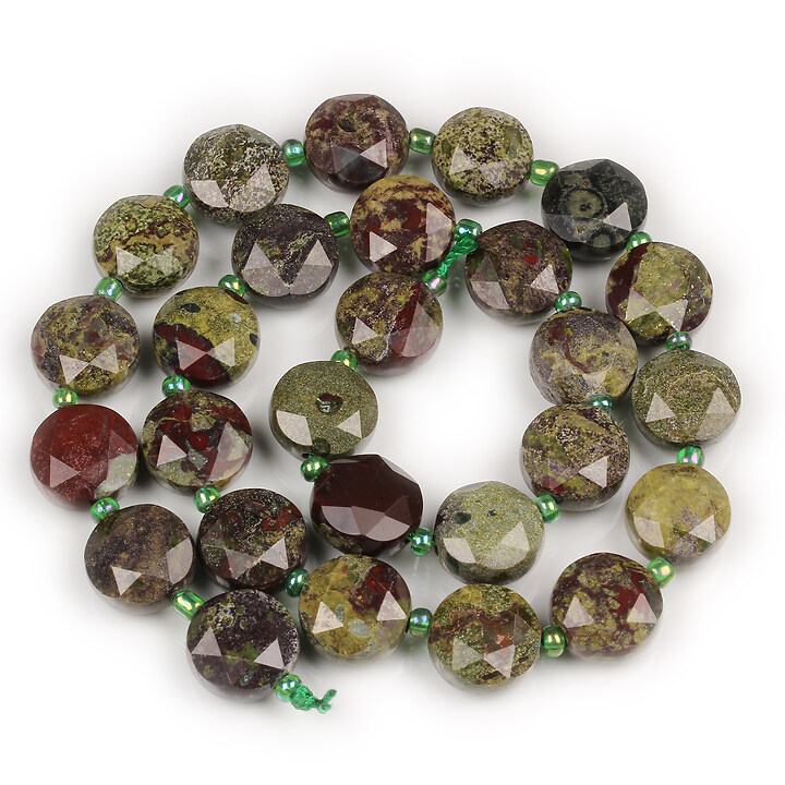 Margele Dragon Blood Jasper banuti fatetati 12x5-6mm (sirag)