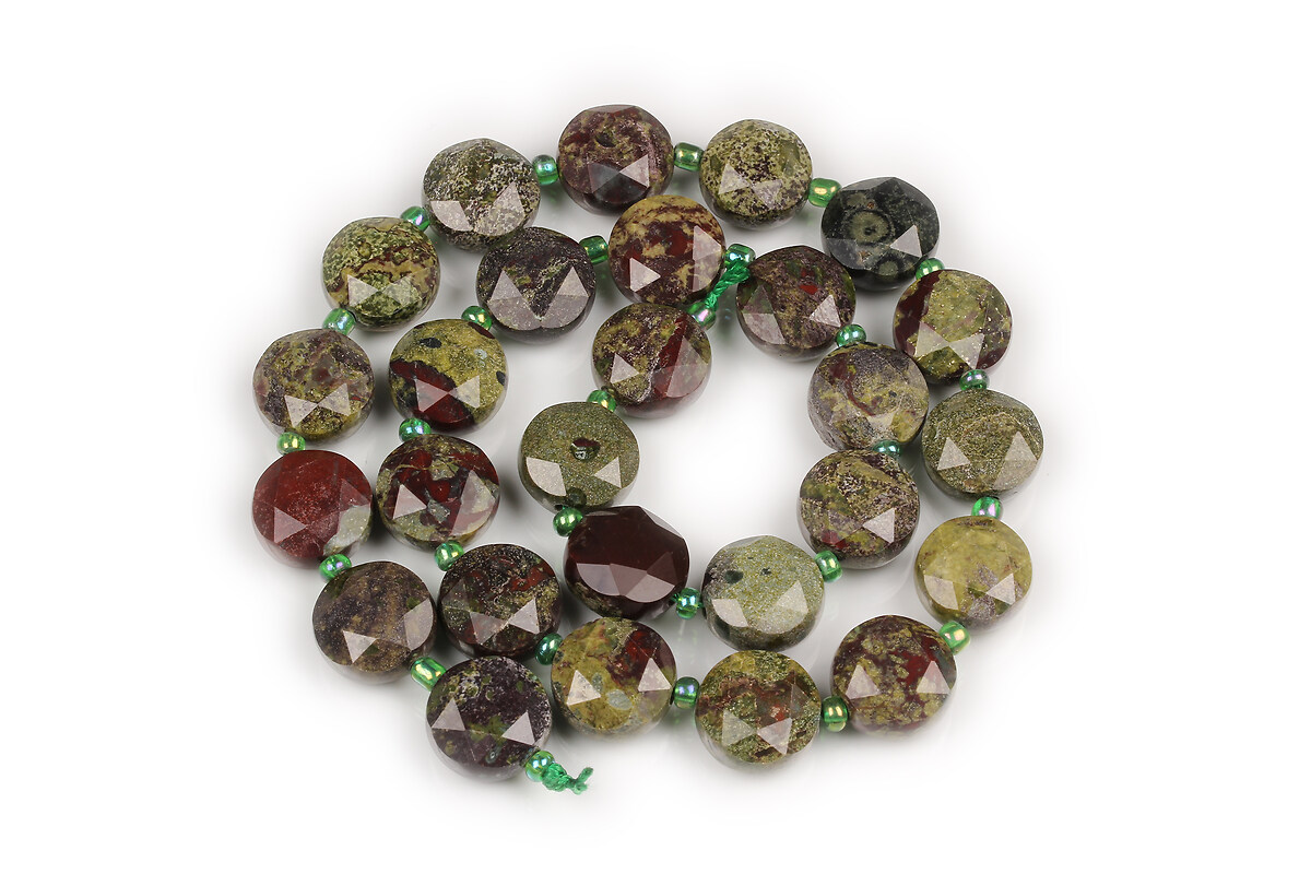 Margele Dragon Blood Jasper banuti fatetati 12x5-6mm (sirag)