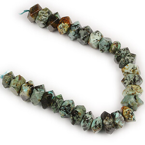 Margele African Turquoise Jasper fatete mari 9,5-11x6-7mm (sirag scurt)