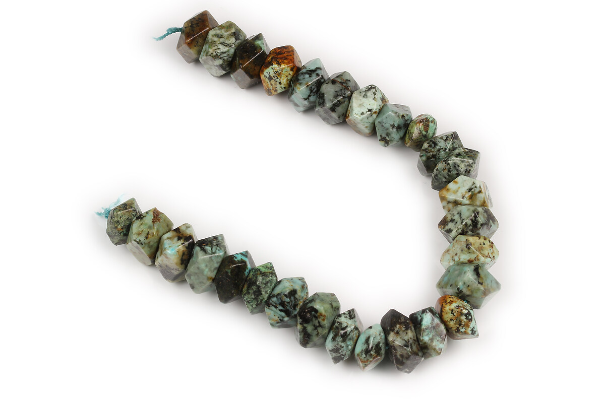 Margele African Turquoise Jasper fatete mari 9,5-11x6-7mm (sirag scurt)