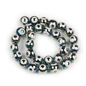 Sirag margele de sticla electroplacate model evil eye sfere 10mm  - verde