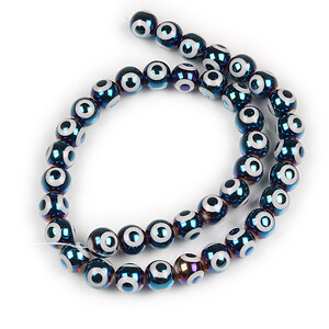 Sirag margele de sticla electroplacate model evil eye sfere 8mm  - multicolor