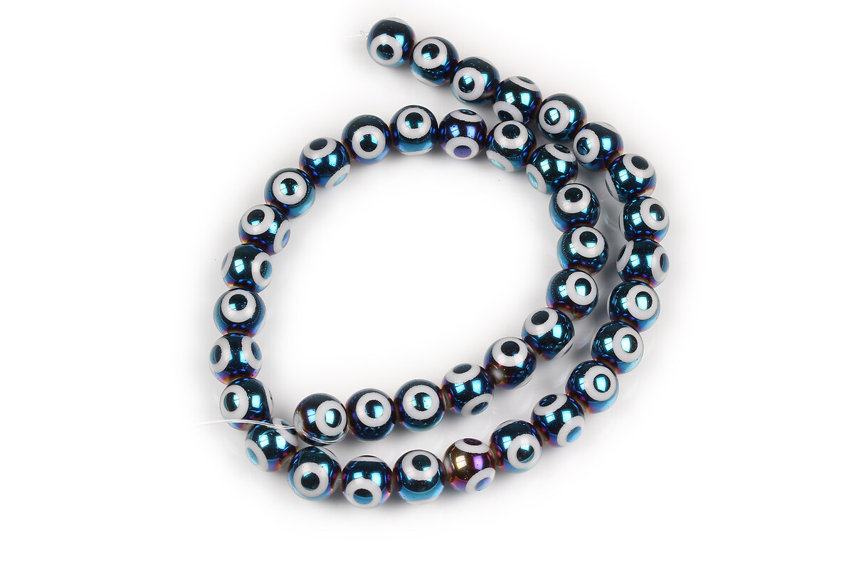 Sirag margele de sticla electroplacate model evil eye sfere 8mm  - multicolor